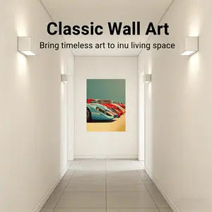 Classic Racing Poster, Vintage Car Sports Wall Art Print, Retro Race Team Illustration, Unframed Decor for Garage Office Men's Space