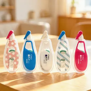 5pcs Transparent Print Double-Sided Dots Glue, High Adhesion No Trace, Smooth Application, Mini Water Drop Design, Essential Stationery