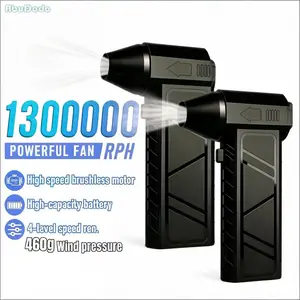 130K RPM High Power Turbo Blower, 4-Speed Adjustable Cordless Jet Fan, Type-C Fast Charging Electric Air Blower, Portable Handheld Tool for Car Snow Removal Dust Cleaning Home Office Outdoor