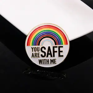 You Are Safe With Me Enamel Rainbow Pin - LGBTQIA Pride Month Gift - Vibrant Rainbow Design for Pride and Inclusivity - DEI LGBT Pin, Pride Month Gift