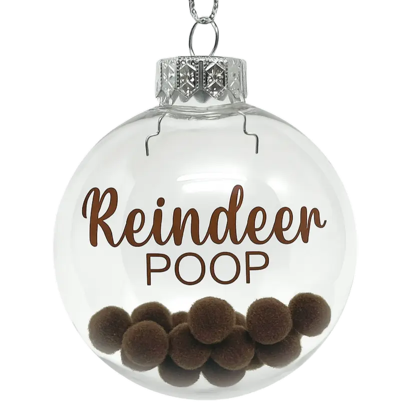 Funny Reindeer Poop Christmas Holiday Ornament Shatterproof