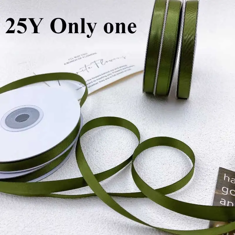 25Y/ 0.9CM/ 0.35IN Beautiful Olive Green Ribbon for Various Applications; Ideal for Craft Projects, Wedding Decoration, Gift Wrapping, Home Decor, Celebration Decorations, Floral Wrapping, And Party Decorations