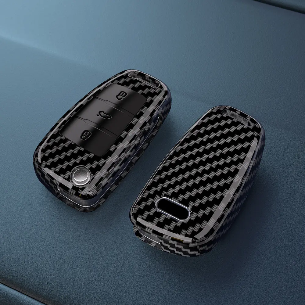 ABS Carbon Fiber Style Car Key Case Cover Car Key Accessory For Audi A1 A3 A4 8P 8L 8V A5 B6 B7 A6 A7 C5 C6 Q3 Q5 Q7 4F S3 S4 S6 RS3 TT Car Key Protector