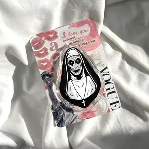 Scary Nun Phone Grip, Acrylic Gothic Phone Holder Stand, Haunted Horror Character Phone Accessory, Halloween Gift for Women, Teens and Dark Aesthetic Fans
