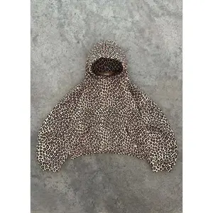 Vintage Leopard Print Hoodie Hip Hop Zip-Up Sweatshirt Women's Trending Clothes Can be used with raincoat