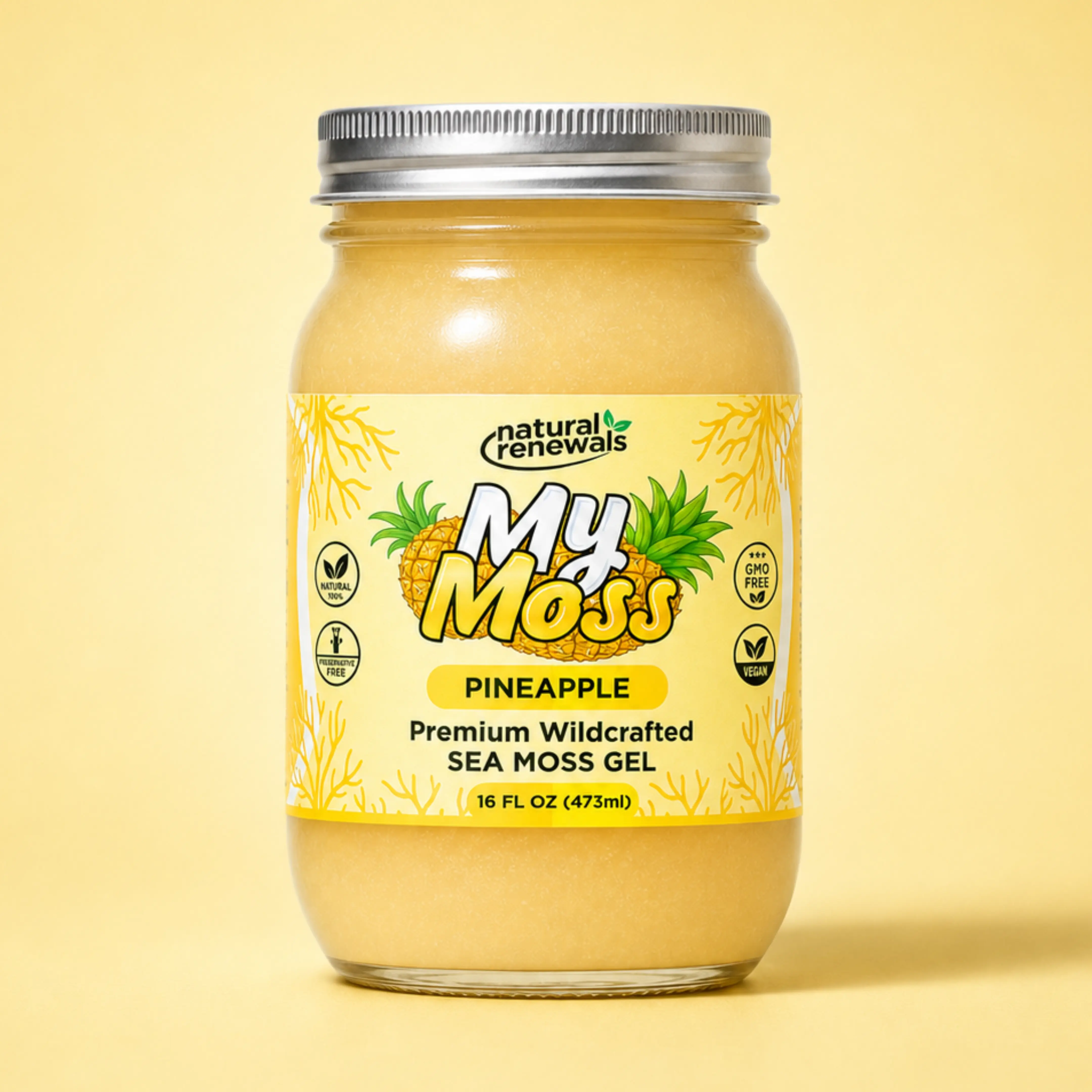 My Moss Sea Moss Gel – Pineapple | Wildcrafted Superfood, 100% Organic, Raw Seamoss gel, Vegan, Mineral-Rich, Vitamin-Rich, No Preservatives,