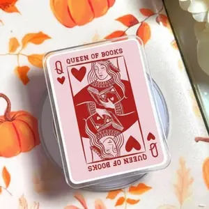 Queen of Books MagSafe Kindle Grip – Book Lover Playing Card Magnetic Pop Socket & Kickstand – Reader Gift Aesthetic Accessory