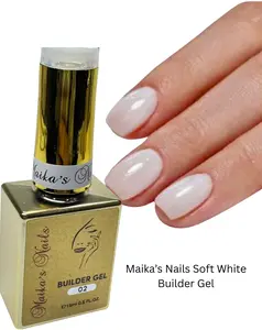 Maika’s Nails Builder Gel in Bottle 02 Soft White Color for Natural & Artificial Nails Strong Long Lasting Nail Product