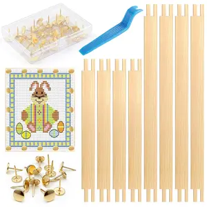2 Sets Needlepoint Stretcher Bars for Needlework with 40 Tacks, 2 Sizes 8 Pcs Wooden Canvas Stretcher Bars Needlepoint Frame Set Art Supplies for Needlework Embroidery, Embroidery Enthusiasts's Gifts