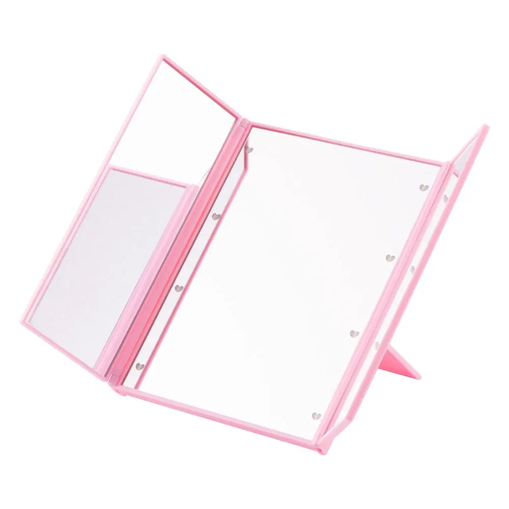 LED Tri-fold Tabletop Mirror - Home Decor & Personal Care Beauty Accessory 3 way