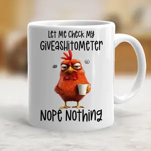 Stylish Modern Ceramic Coffee Mug, Funny "Let Me Check My Giveashitometer Nope Nothing" Design, Ideal for Beverages - scs10038
