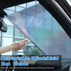 Automatic retractable sunshade for car, 58*125 silver laser-cut