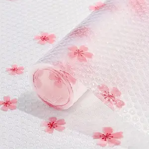 Eva Kitchen Cabinet Liner Roll, Non-Stick Waterproof Oil-Proof, Sakura Pattern Design, Easy Clean Durable Storage Pad