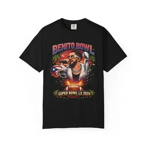 Benito Bowl Shirt Bad Bunn Tee Half Time Show Game Day Shirt Super Sweatshirt 2026 Football Fan Gift Unisex For Men Women Casual Short Sleeve Crewneck Ideal For Game Days Tailgates Trendy Sports Fan Apparel