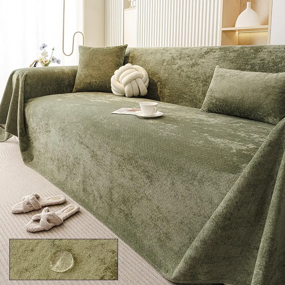 Snowy Chenille Anti-Slip Sofa Cover, Dustproof Sofa Slipcover, Silicone Non-Slip Bottom, High Weight All-Season Universal Couch Protector, Soft Sofa Protector, Pet Friendly, Washable Sofa Protector, Washable Couch Covers, Cover For Couch