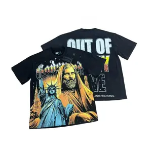 Godspeed Vintage Washed T-Shirt | Premium Cotton Ripped Distressed Detail | Heavy Bling Rhinestone Hot Drill | Oversized Loose Fit | Crew Neck Unisex Y2K Hip Hop Streetwear | Real Photo | Original Tags | TikTok Shop Deals Slim Shape Men's Moisture Wicking