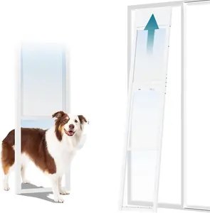 Sunyrisy Dog Door for Sliding Glass Door with Lock,Adjustable Height 86.61" to 92.52",No-Cut Required Doggy Door,Doorways,Easy Walk Thru, White