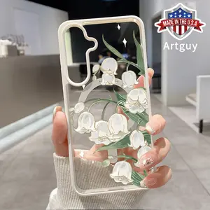 Magnetic Phone Case for Samsung Galaxy S24 Plus S25 Ultra S23 FE Ultra S22+ White flower Pattern TPU Shockproof Anti-Scratch Stylish Smartphone Cover