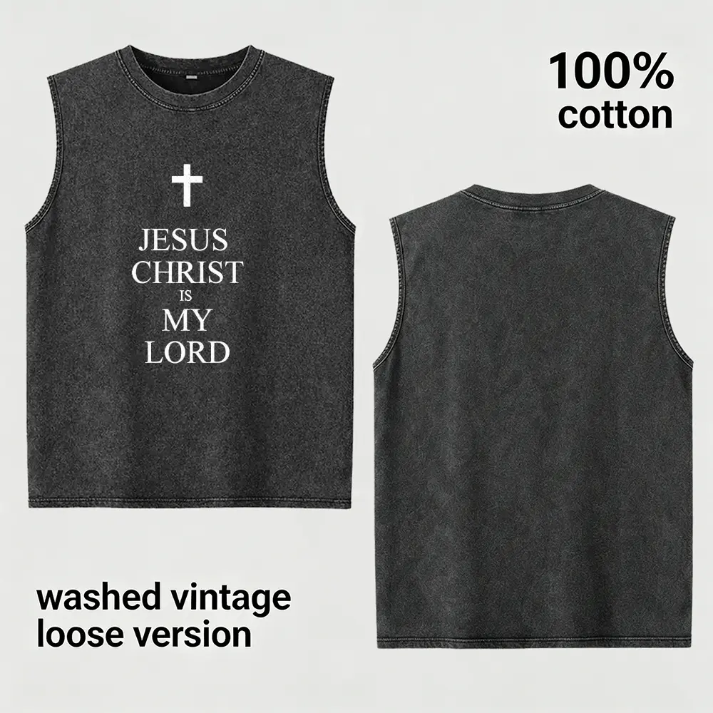 "Christian Faith Graphic Tank Top for Men - Religious Sleeveless Cotton Tee, Bold Inspirational Pattern with Cross or Scripture Vibe, Great Holiday Gift for Dad Husband Brother Who Loves God, Perfect for Church Service, Baptism, or Easter Sunday"