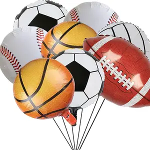 10 Pieces 18" Sports Foil Balloons SetSports Themed Foil Mylar Balloon For Boys Baby Shower Birthday Party Decoration Supplies,Soccer Baseball Volleyball Basketball Football