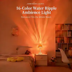 2-in-1 Waterproof Ocean Wave Lamp – RGB Ambient Table Lamp & Projection Light, USB Rechargeable Shower Spa Night Light