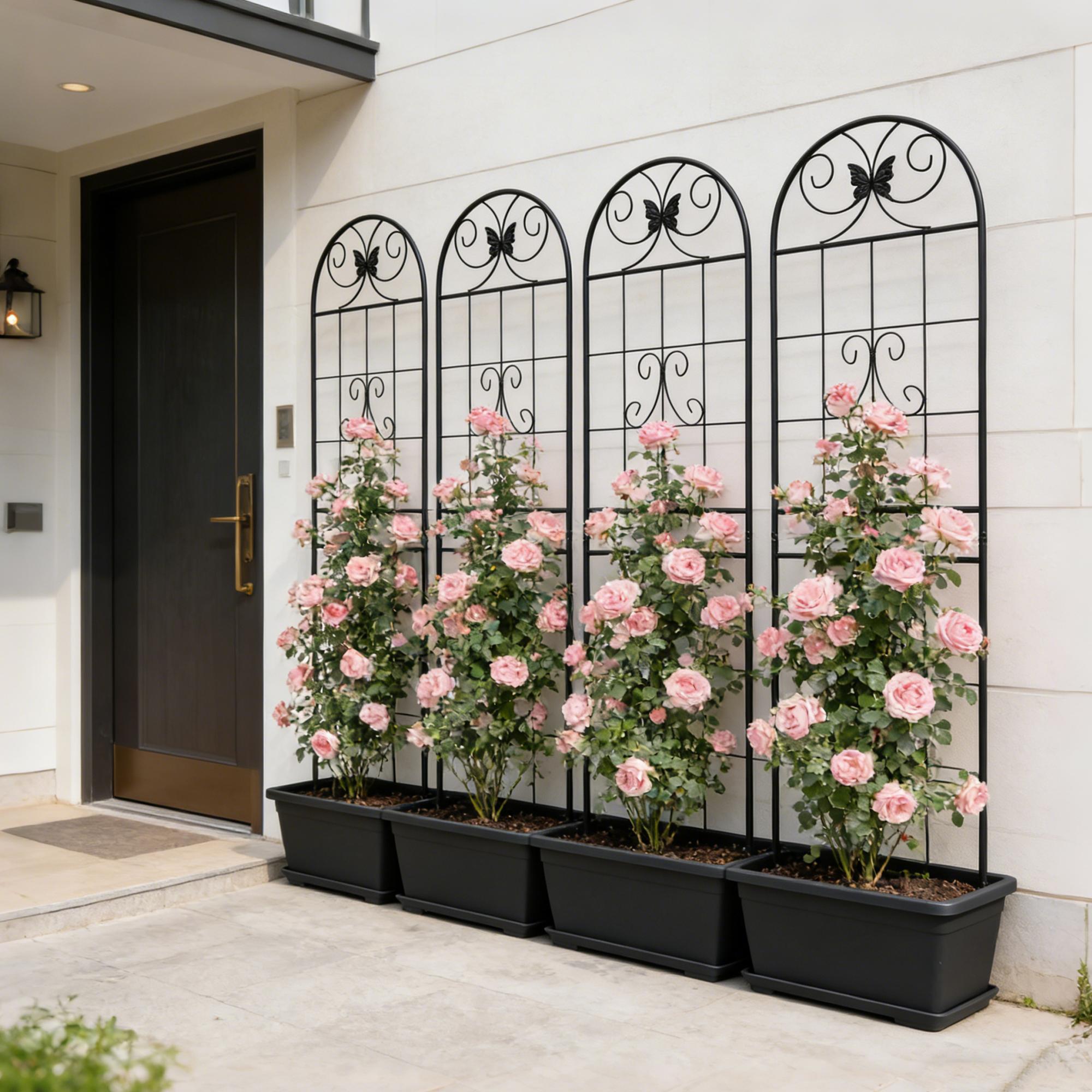 2/4 Pack Metal Garden Trellis 71" x 19.7" Rustproof Trellis for Climbing Plants Outdoor Flower Support Black