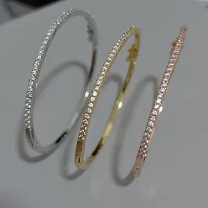 FASHION4U - Top Quality Fashion Lovely Bangle Pure Sterling 925 Silver Jewelry For Women Design Bangle Cute Diamond Party Gift Jewelry Size6
