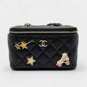 Pre-owned CHANEL H5 Black Badge Limited Edition Makeup Box Chain Bag H02108