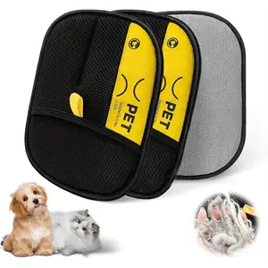 2pcs Pet hair remover Electrostatic gloves Two-way brush sticky hair remover Cat hair dog hair glover Grooming Removal Cleaning Portable