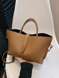 Women's Elegant Solid Color French Styling Handbag, Handbag Sling Bag, Fashionable Bag for Daily Used, Casual Versatile High-quality Trendy Commuter Bag, Sling Purse, Ladies Purse, Tote Handbag
