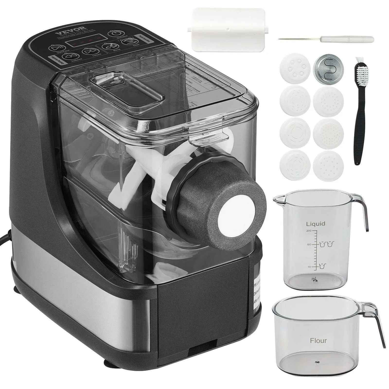 【Summerfinds】VEVOR Electric Pasta Maker,  150W Automatic Noodle Maker Machine with 8 Pasta Shapes, 4 Intelligent Modes, 500g Flour Capacity Pasta Maker Machine with Measuring Cups, Cleaning Brush for Home Kitchen