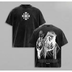 Baldwin IV "The Leper King" T-Shirt Washed Crusader King of Jerusalem Tee Jerusalem Cross Medieval Christian Shirt Vintage Washed Gothic Faith Streetwear Jesus Apparel Christian Outfit Menswear Top
