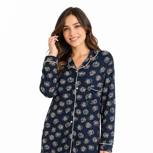 Tugge Nightgowns for Women Sleepwear V-Neck Button Down Night Shirt Long Sleeve Comfortable & Cozy