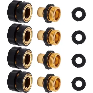 3/4 Inch Quick Connect Fittings, Quick Connect Hose Fittings with Gasket, Male and Female Quicks Release Hose Connector, 4 Set