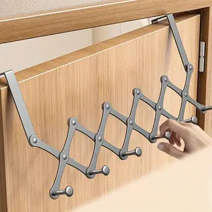 Contemporary Metal Foldable Over-the-Door Hooks, Space-Saving Storage Rack for Coats and Bags, 4/5/6 Hooks for Winter and Holiday Gifts, Clothes Hooks