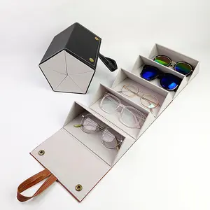 Glasses storage box, multi-compartment sunglasses case, foldable, multi-layer, large-capacity portable glasses case, Portable Sunglasses Organizer