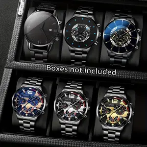 Men's Quartz Watch Set, Round Alloy Case, Fashionable Mechanical Display Calendar, Ideal for Daily & Formal Occasions, Perfect Gift, Quartz Analog Watch