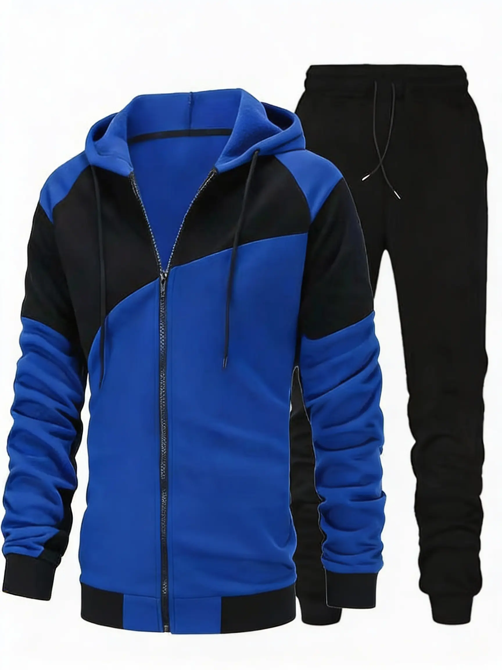 Men's 2-Piece Full Zip Tracksuit - Comfortable Casual Sportswear Set with Hoodie and Jogger Pants