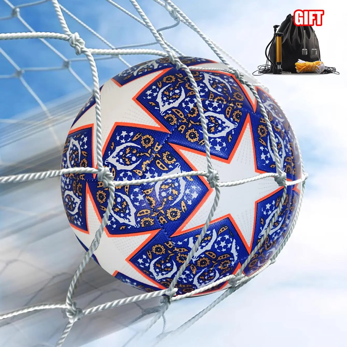Durable Curve Soccer Ball Size 5 with Air Pump, 2024 Game Football, Star Pattern Training Soccer, Training Competition Soccer, Football Equipment, 202