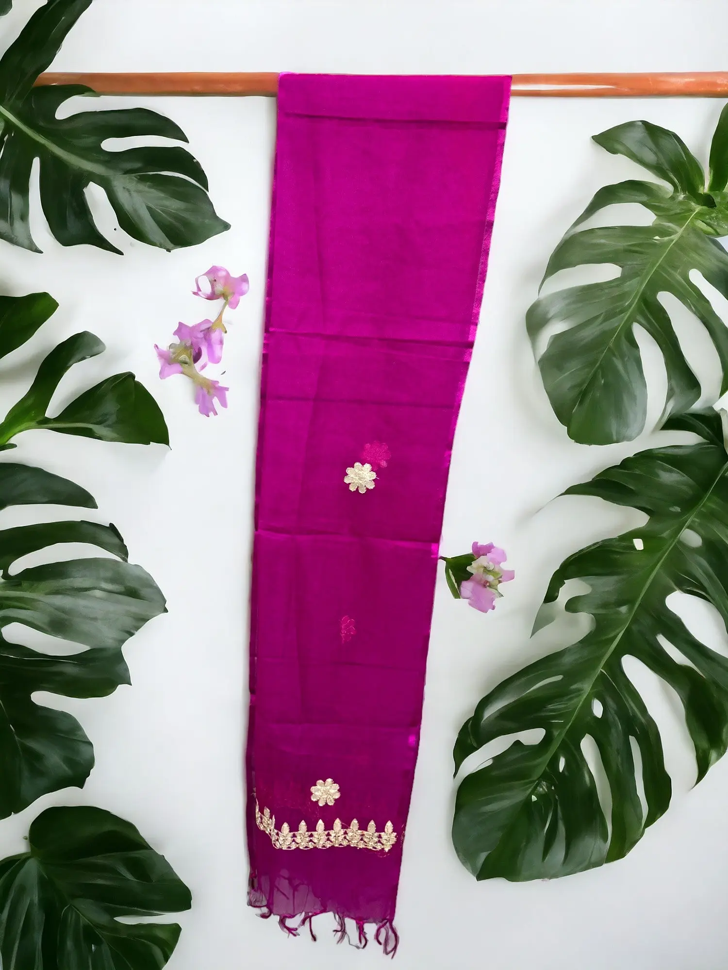 Beautiful Synthetic Blended Dupatta With Golden Gota Work Indian Partywear Dupatta For Women Traditional Indian Style Ethnic Clothing