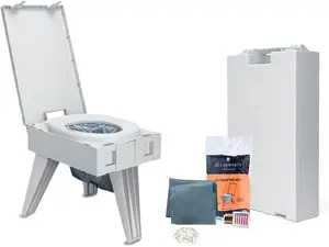 Cleanwaste GO Anywhere Portable Folding Toilet – Compact Full-Size 14” Seat Height with Bonus Wag Bag – Supports 500 lbs, Lightweight & Easy to Set Up – For Camping, Road Trips, Hiking, Outdoor Events, Emergency Use – Folds for Carrying