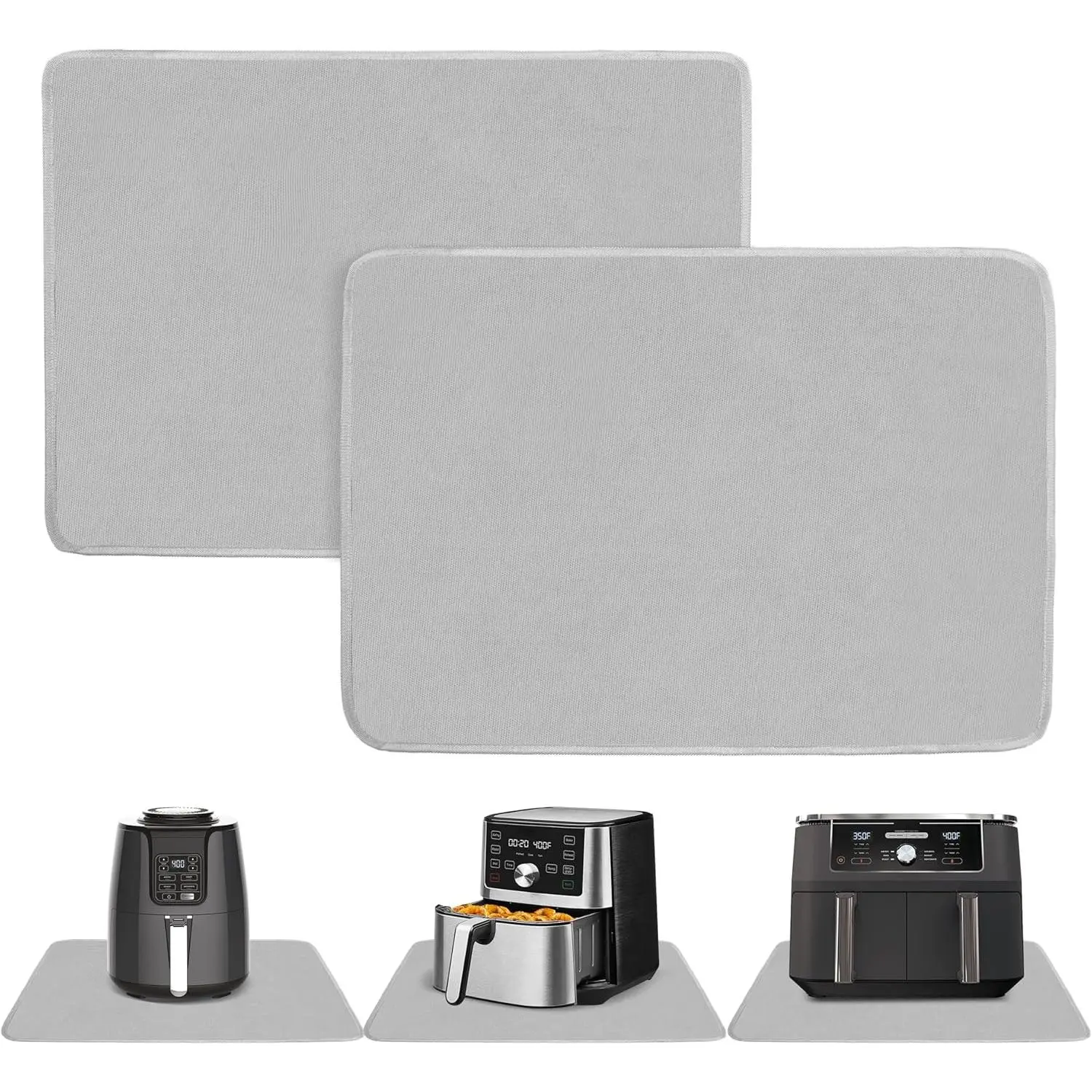 Heat Resistant Mats for Countertop - Firproof 16x24 in Heat Resistant Mats for Air Fryer - Kitchen Countertop Protector for Air Fryer, Coffee Maker, Stand Mixer, Toaster, Oven 2 count - Grey