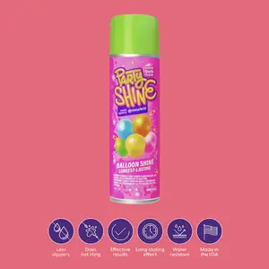 Party Shine Bubble Gum Balloon Shine Spray, Silicone Spray for Latex Balloons, Sweet Bubble Gum Scent, Waterproof, Non-Slip Formula, Balloon Spray Shine Perfect for Party Decorations, Glossy 8oz (1 Pack) Spray