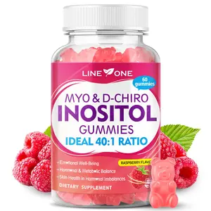 Myo-Inositol & D-Chiro Inositol Gummies, 40:1 Ratio Inositol with Vitamin D3, Magnesium Glycinate, Folate & Zinc, Inositol Supplement for Female Health & Wellness, Raspberry Flavor, 60 Count