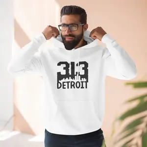 Detroit 313 Three-Panel Fleece Hoodie, Hoosier Hurler Mentality, Measured Response, City Pride Clothing, Urban Area Code Sweatshirt,