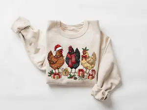Funny Christmas Chicken Sweatshirt: Holiday Farm Animal Pullover