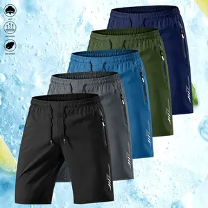 Men's quick-drying sports shorts - breathable ice-silk fiber moisture-wicking training shorts with geometric patterns, elastic waistband, and zipped pockets, suitable for gym, basketball, running and summer training.