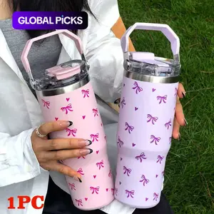 Insulated Stainless Steel Cup Tumbler, Butterfly Pattern, Dual-Layer Insulation, Leak-Proof Design, Perfect for Outdoor & Office Use #GLOBAL PICKS