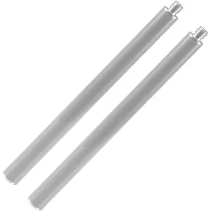 Aluminum Extension Pole - Adjustable 5/8" Male and Female Thread Tube Bar for Robotics Pole, 11.8-inch Length Grey, Ideal for Subwoofer Pole Height Adjustment (2 Piece)
