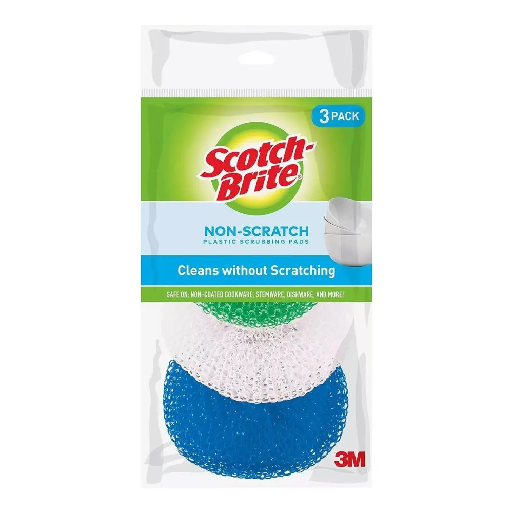 Scotch-Brite Non-Scratch Multi-Purpose Scrubbing Pads 3 Count for Stainless Steel & Non-Stick Cookware Safe Cleaning No Scratches Versatile Everyday Use